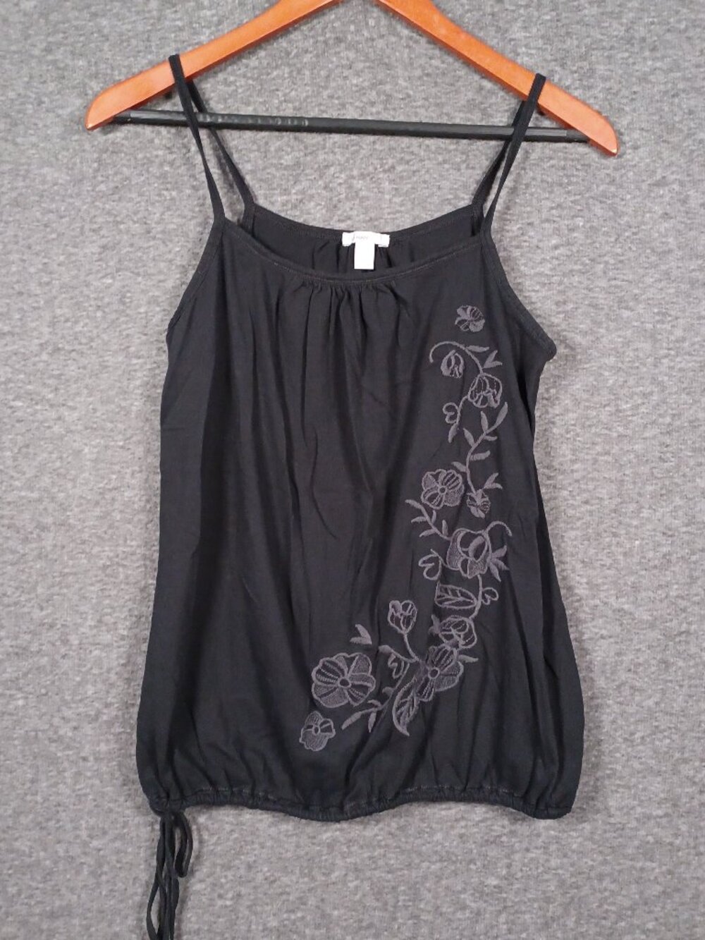 Old Navy Women's Small Black Camisole Cotton Floral Embroidered Tank Top